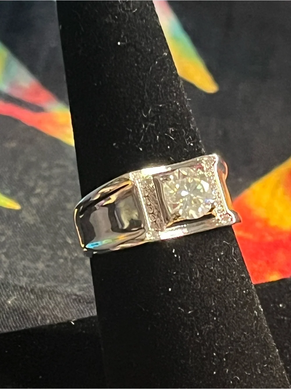 Men’s 1 CTW D Color Moissanite Statement Ring Size 8 NWT
